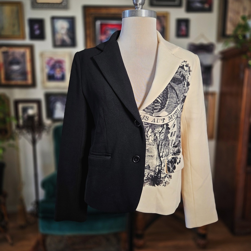 Libertine Blazer 2021 Split Black White Skeleton Memento Mori Wool Jacket‎ M
